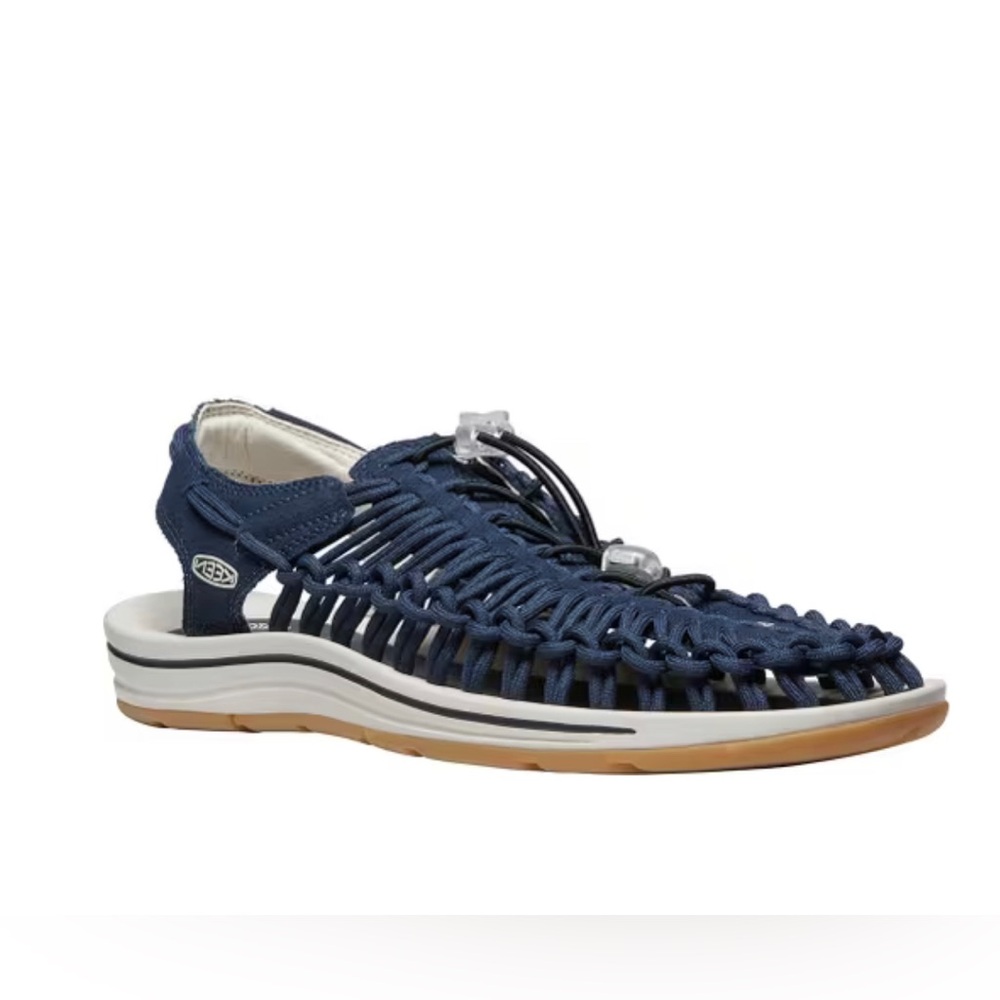 KEEN OUTDOOR Men's UNEEK Canvas Sandals Navy/Birch Size 11.5